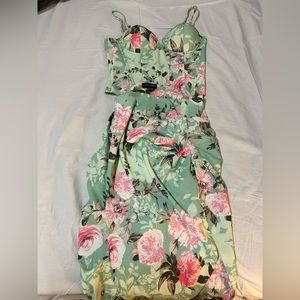 MINT FLORAL IVANA BUSTIER TOP & MINT EMIELLE SATIN SKIRT
